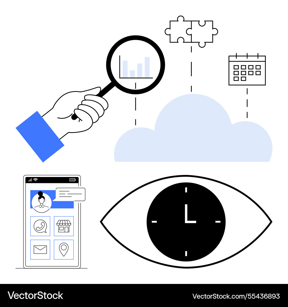 Visualizing data connections with cloud Visualizing data connections with cloud vector image