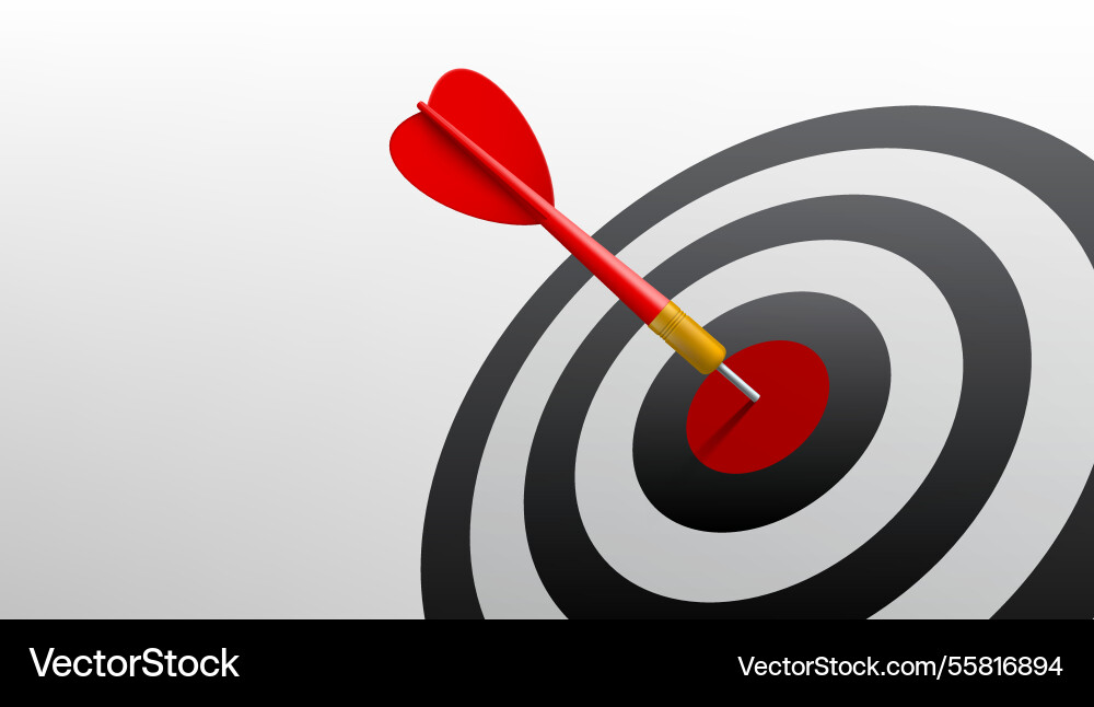 3d red dart hit the dartboard mockup 3d red dart hit the dartboard mockup vector image