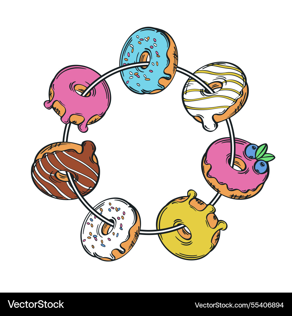 Donut colorful frame Vector Image