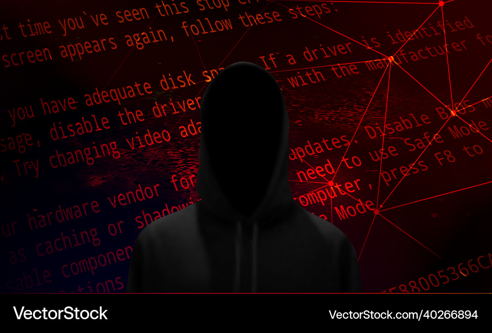 Hacker Silhouette with Code Background vector image
