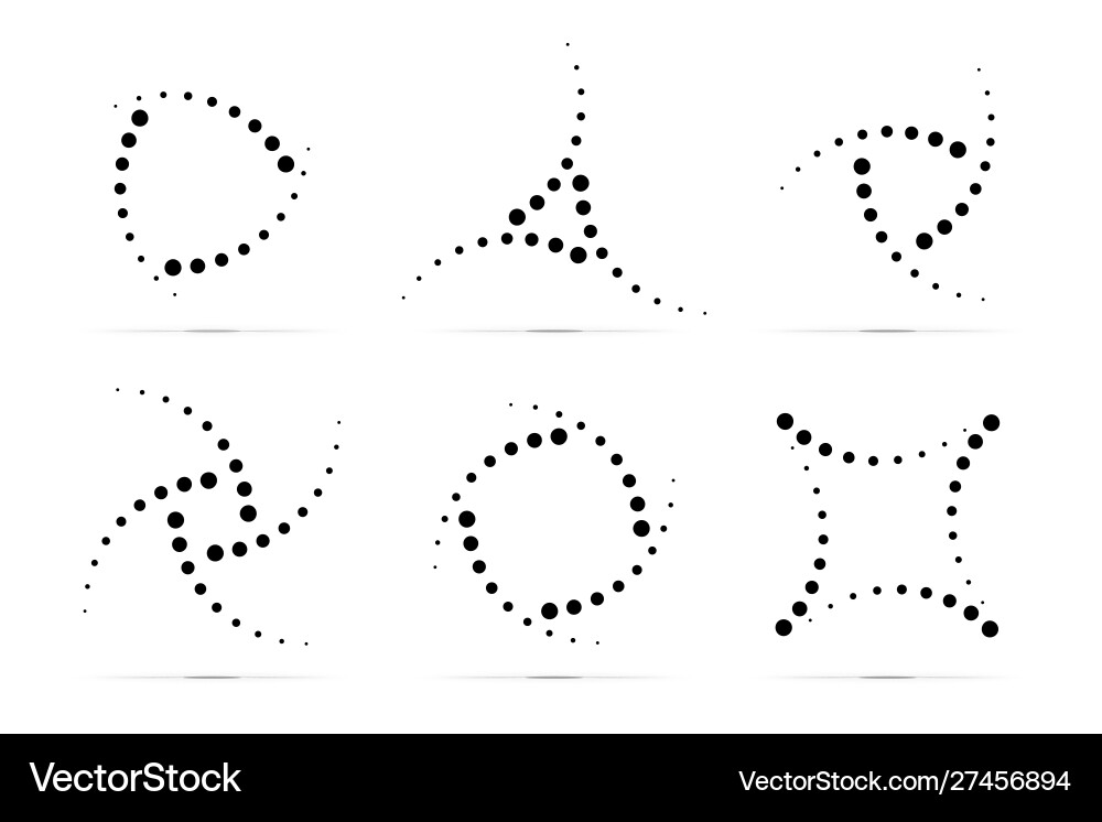 Halftone circular dot frame set circle dots icons Halftone circular dot frame set circle dots icons vector image
