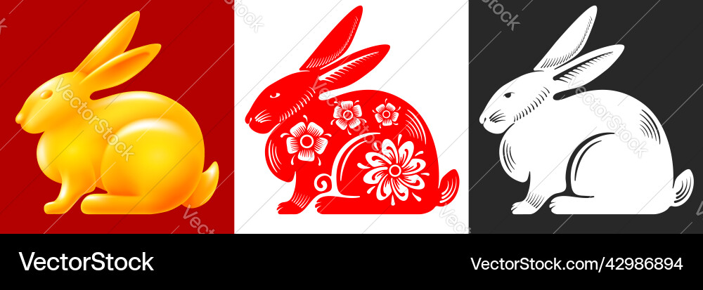Rabbit chinese zodiac symbol set Rabbit chinese zodiac symbol set vector image