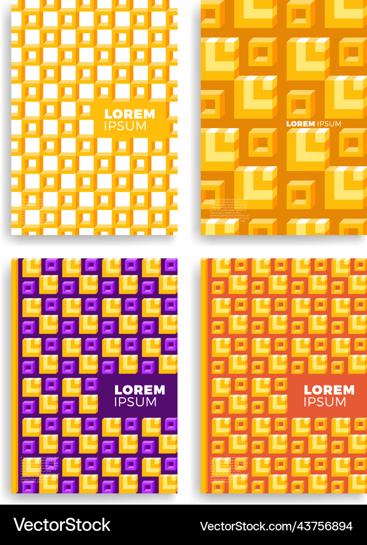 Set of abstract square pattern for cards vector image