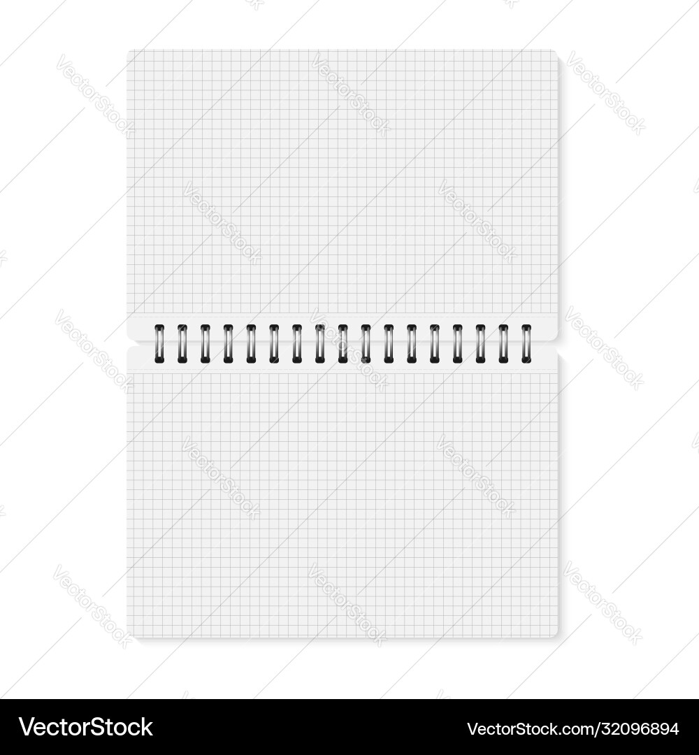 White realistic opened spiral bound notebook White realistic opened spiral bound notebook vector image
