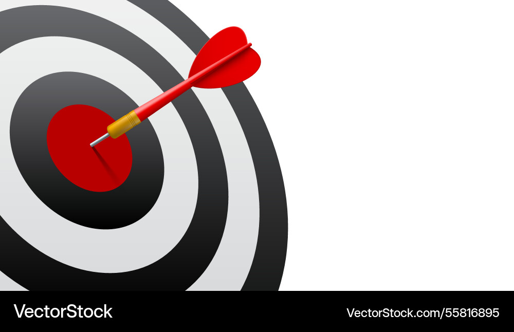 3d red dart hit the dartboard mockup 3d red dart hit the dartboard mockup vector image