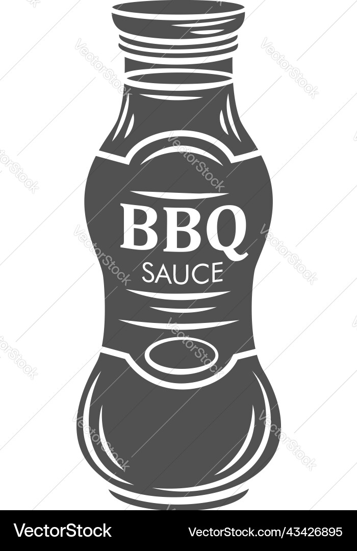 Bbq sauce in glass bottle silhouette glyph icon vector image