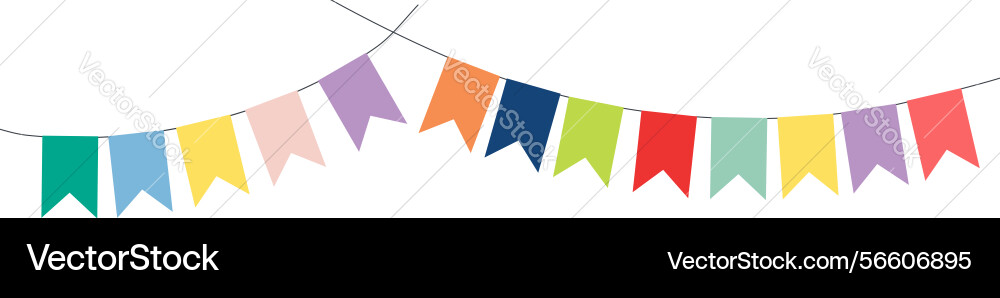 Bunting little flags hanging on string isolated Vector Image