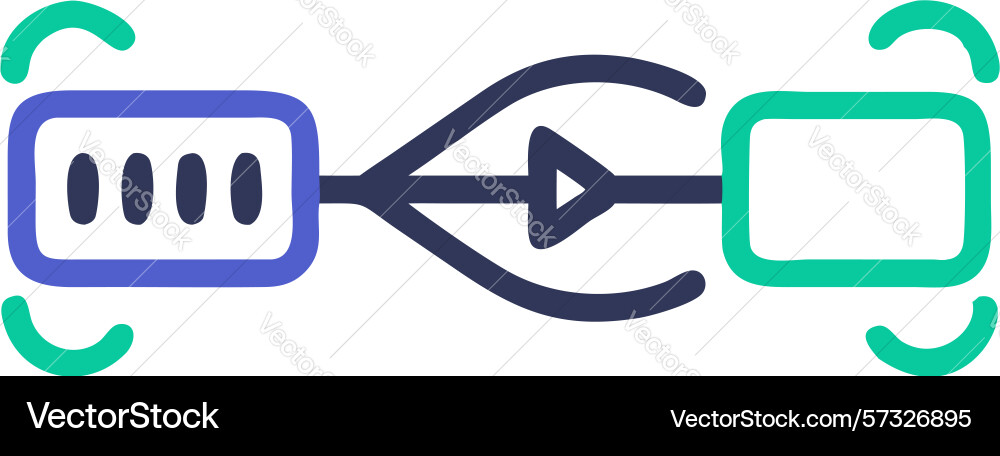 Data transfer icon with connected blocks design vector image