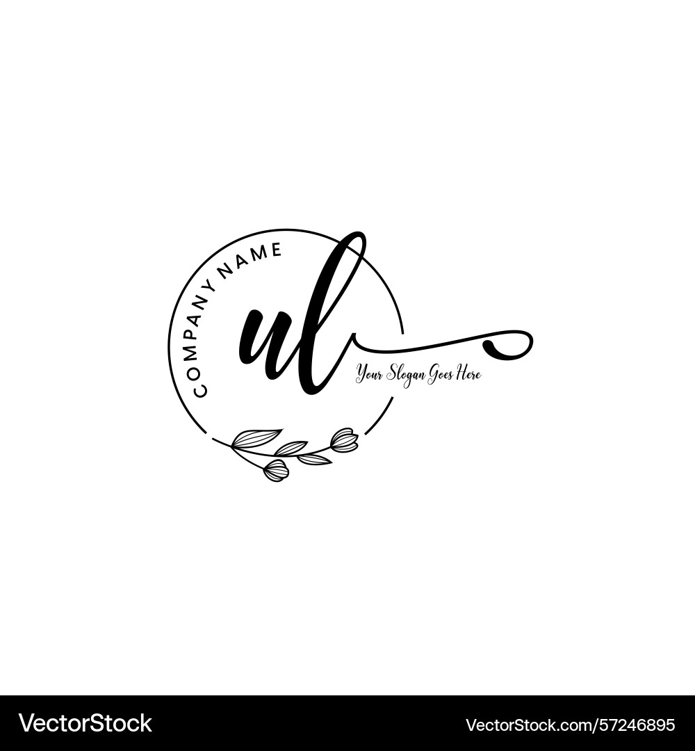 Elegant ul initial logo design with botanical Vector Image