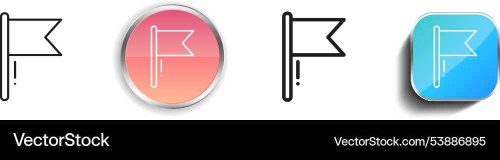 Flag icon thin linear regular and button style vector image