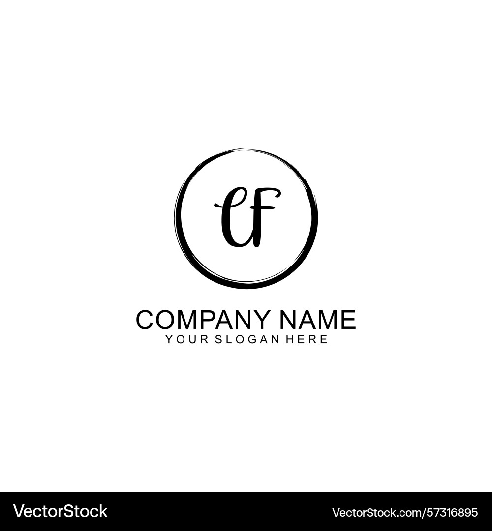 Handwritten cf initial logo with circle Vector Image