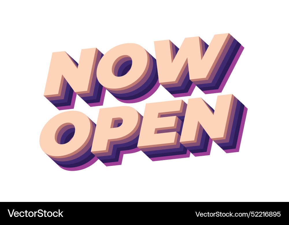 Now open text effect in 3d style with good colors Now open text effect in 3d style with good colors Vector Image