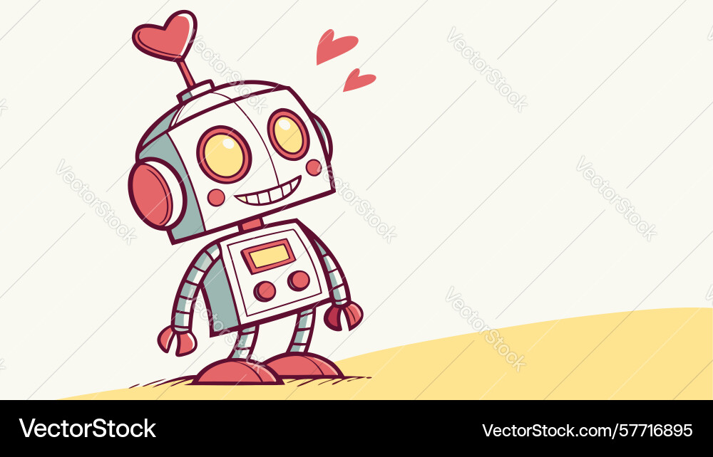 Sweet robot with heart symbol design generative Vector Image