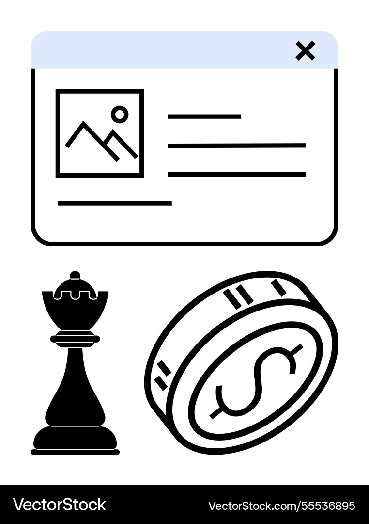 Web interface with image placeholder chess piece Web interface with image placeholder chess piece Vector Image