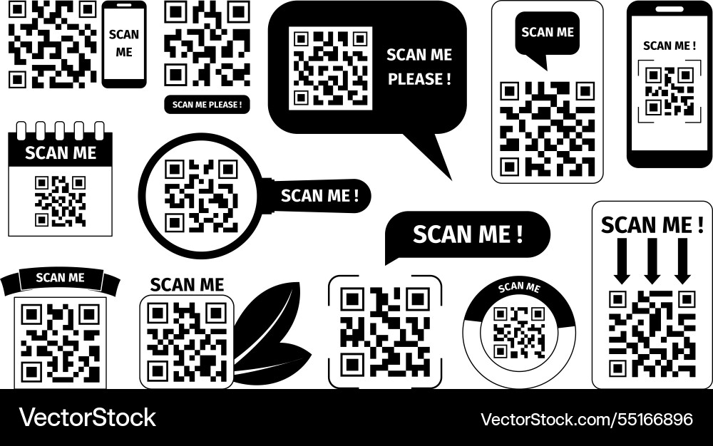 Barcodes for scan qr codes badges e wallet Barcodes for scan qr codes badges e wallet vector image