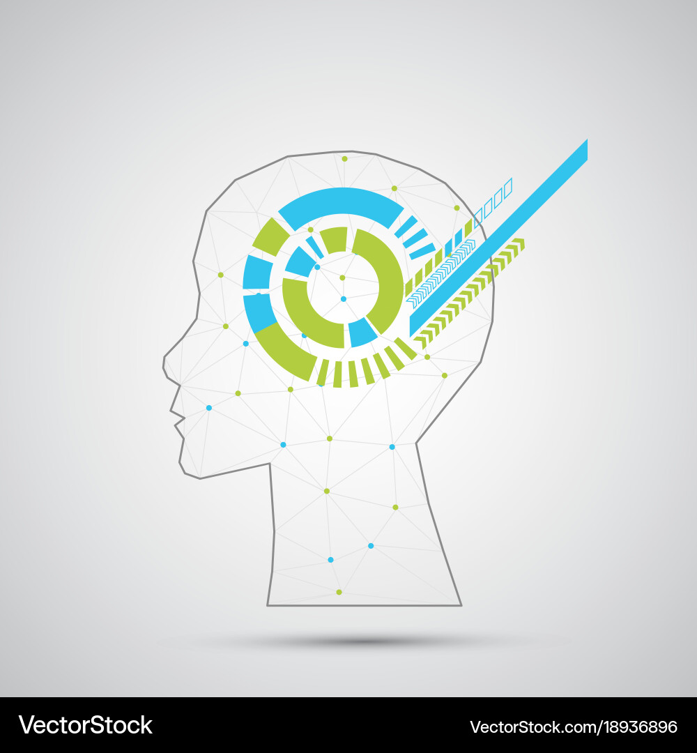 Creative brain concept background with triangular vector image