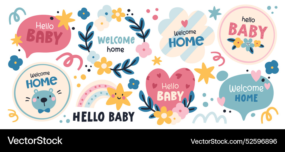 Hand drawn lettering greeting phrase hello baby Hand drawn lettering greeting phrase hello baby vector image