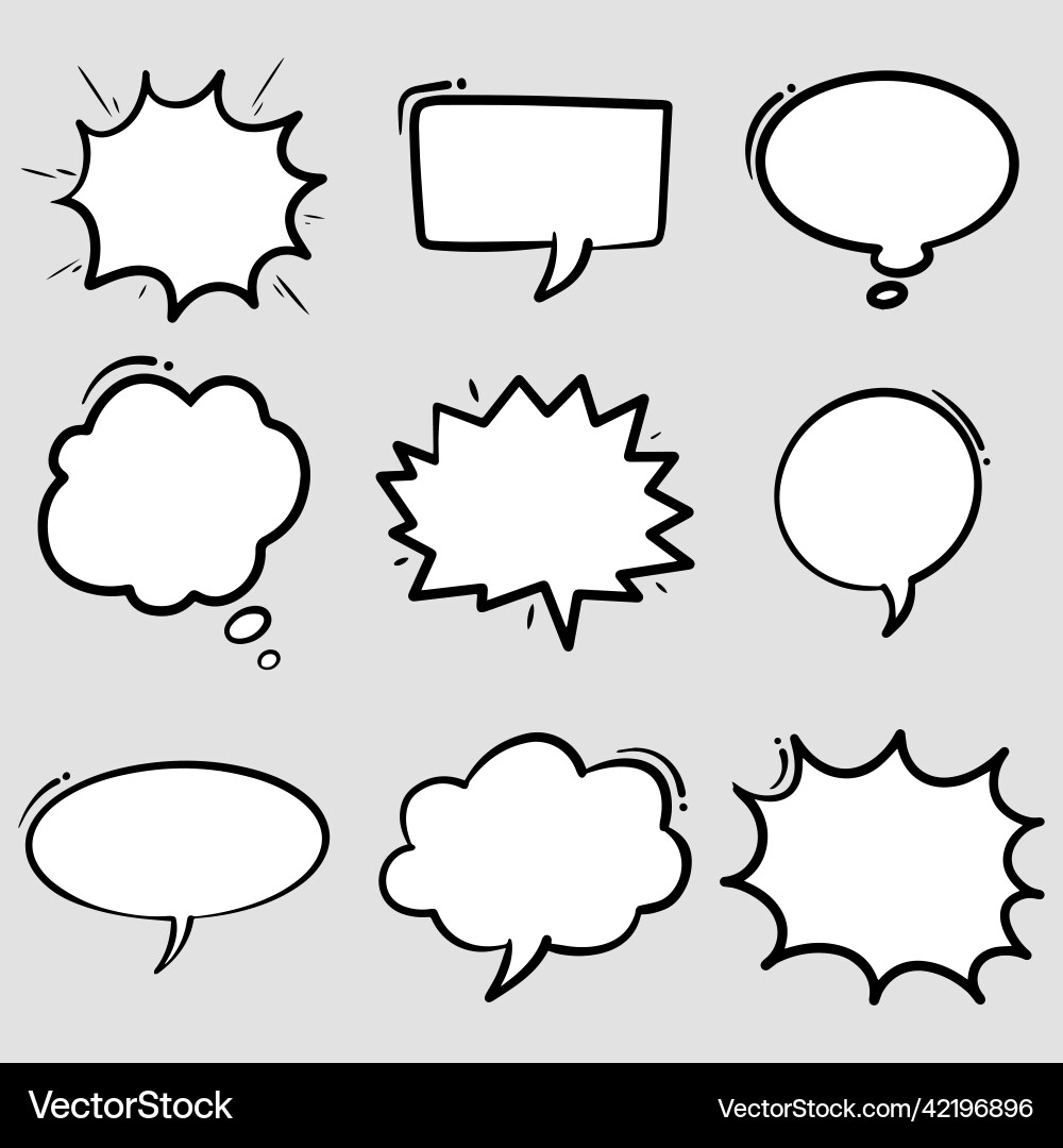 Hand Drawn Speech Bubbles - Doodle Set vector image