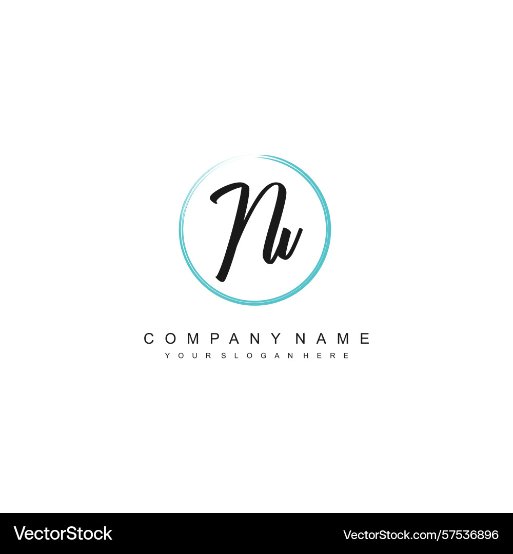 Minimal signature logo design with nv initials Minimal signature logo design with nv initials Vector Image