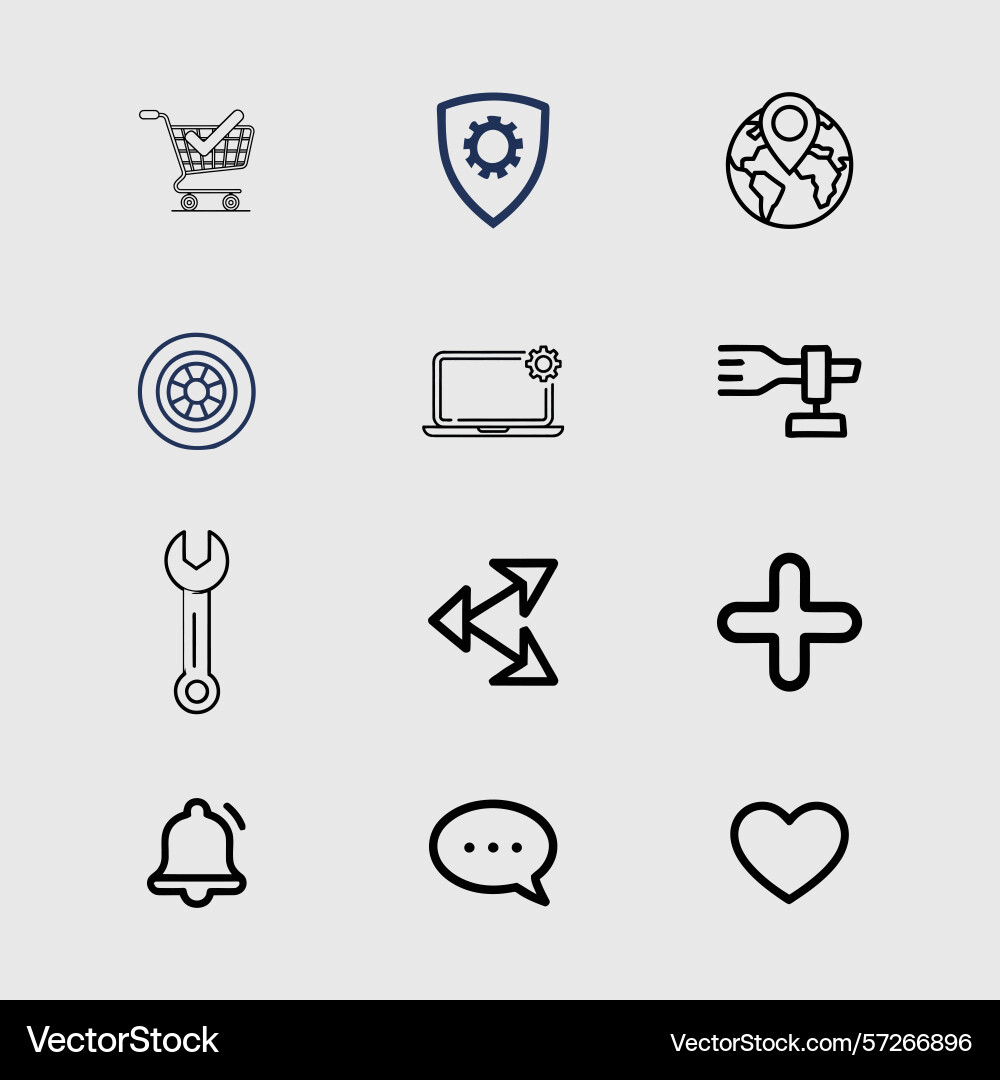 Minimal ui and service tools icon collection Minimal ui and service tools icon collection Vector Image