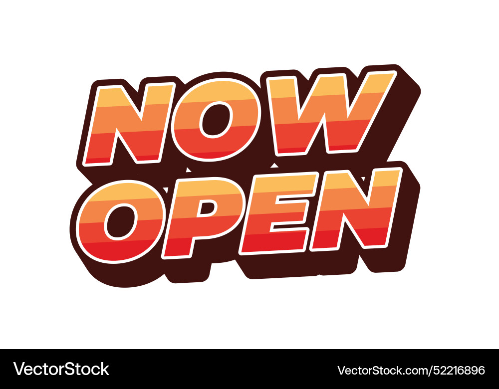 Now open text effect in 3d style with good colors Vector Image