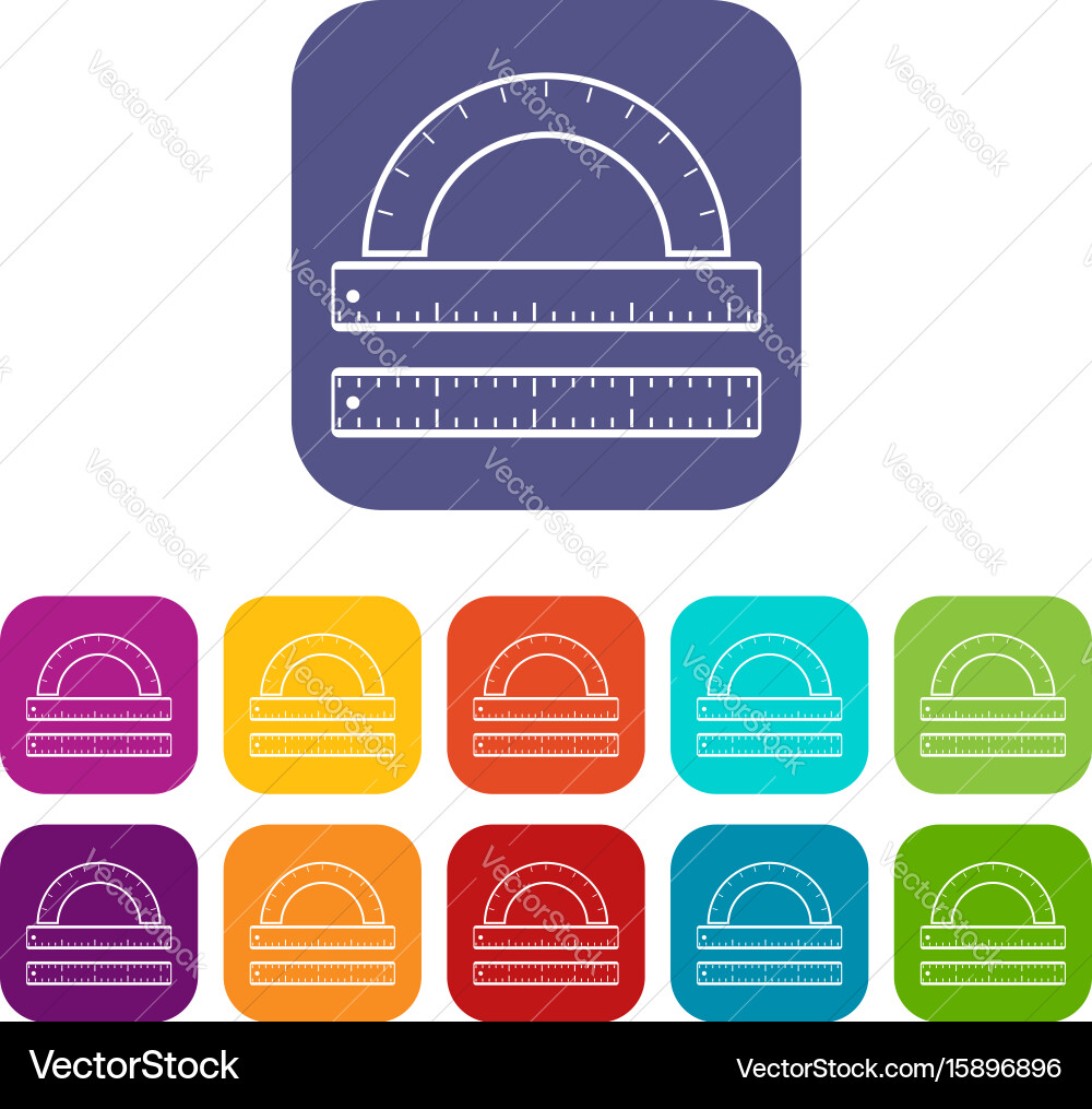 Ruler and protractor icons set Vector Image