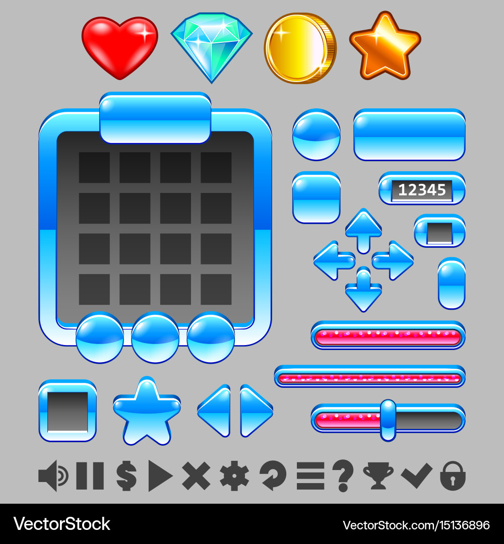UI Button & Item Set - Game Interface vector image