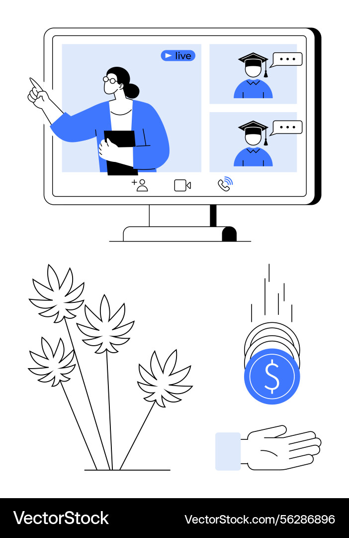 Virtual learning session with instructor vector image