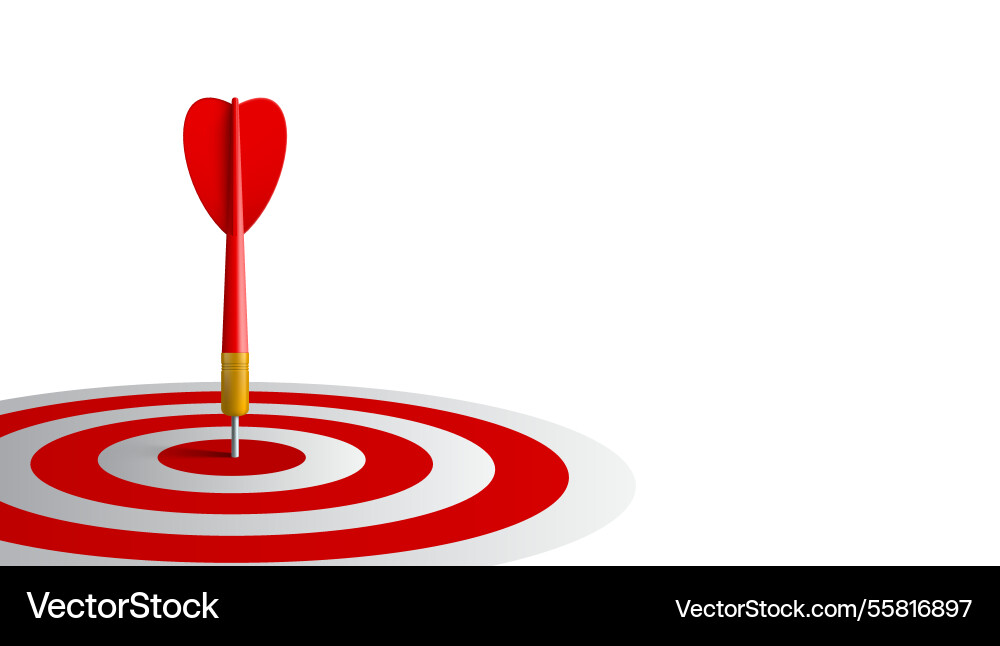 3d red dart hit the dartboard mockup 3d red dart hit the dartboard mockup vector image