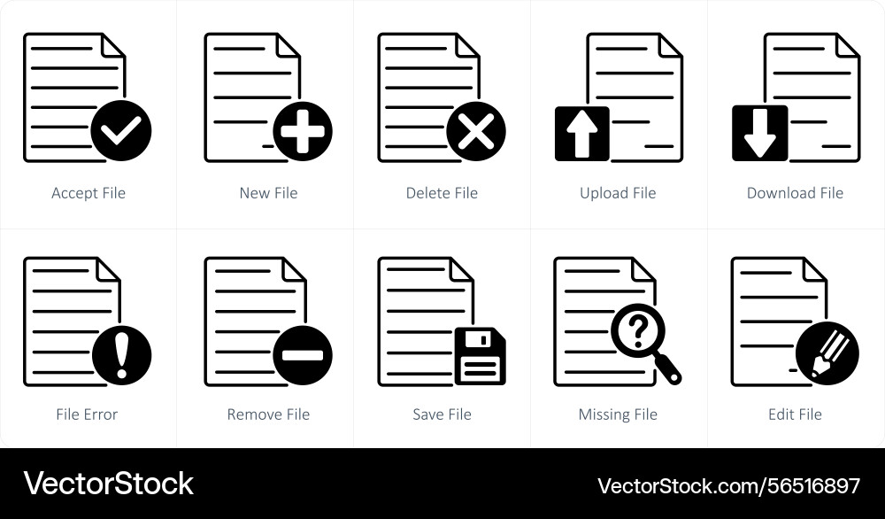 A set of 10 files icons as accept file new vector image