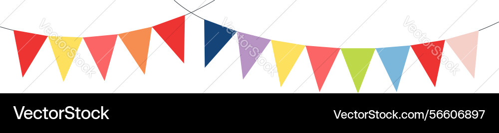 Bunting little flags hanging on string isolated Bunting little flags hanging on string isolated vector image