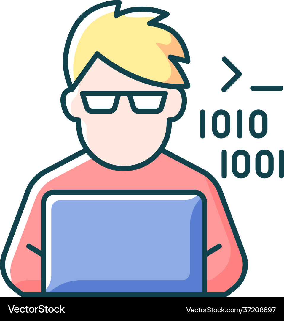 Coder at Laptop - RGB Icon vector image
