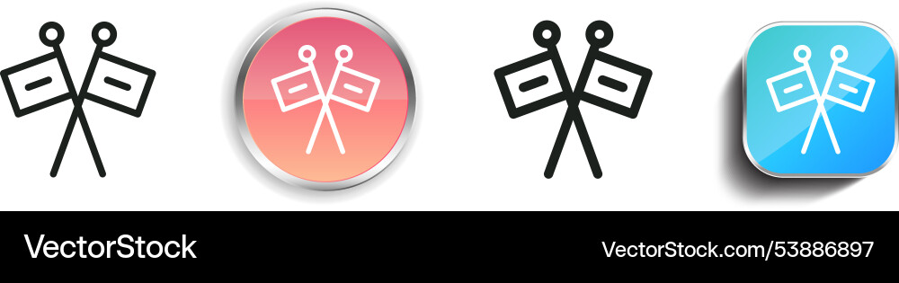 Flags icon thin linear regular and button style vector image