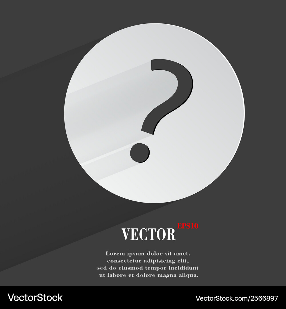 Question mark flat modern web button with long Vector Image