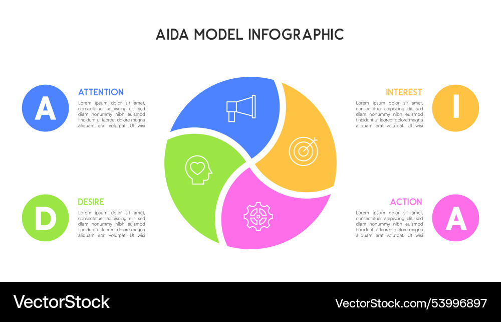 Segmented circular aida model infographic Segmented circular aida model infographic vector image