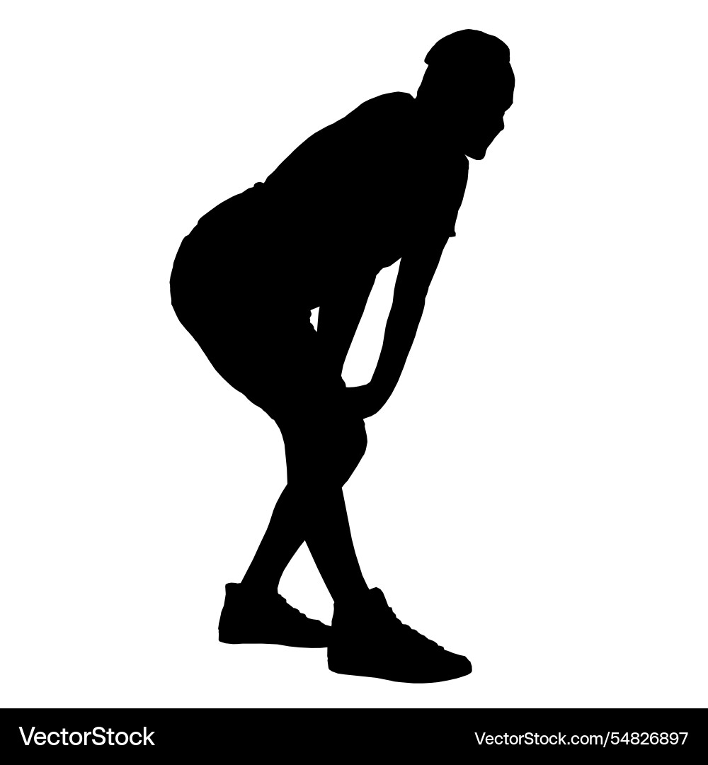 Silhouette of a man resting after running Vector Image