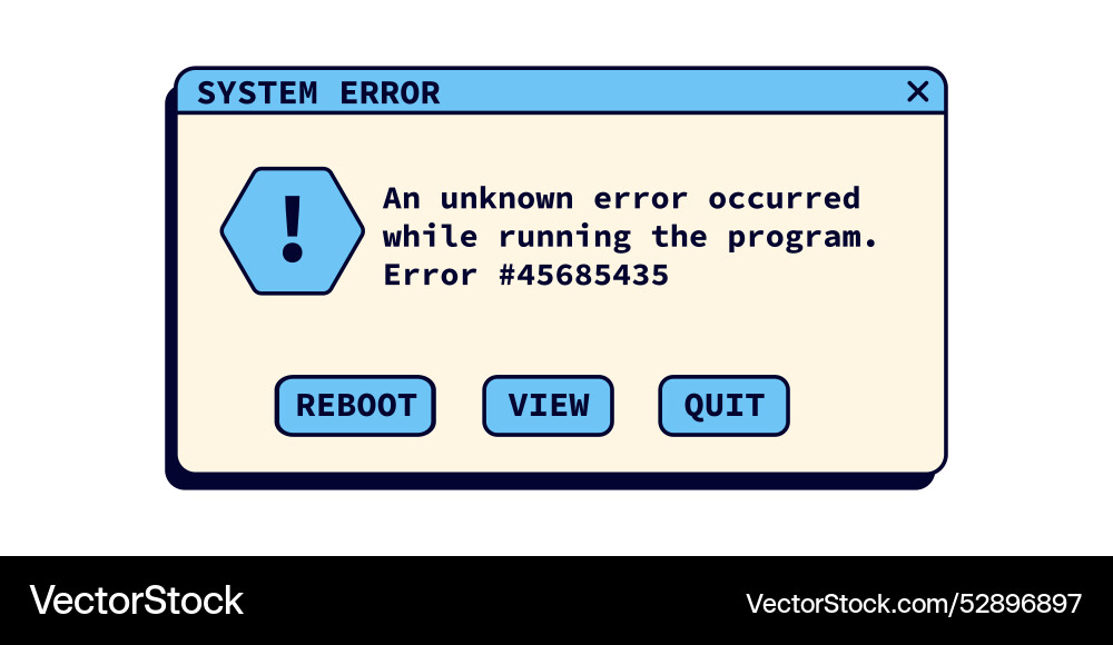 System error message in retro style crash window vector image