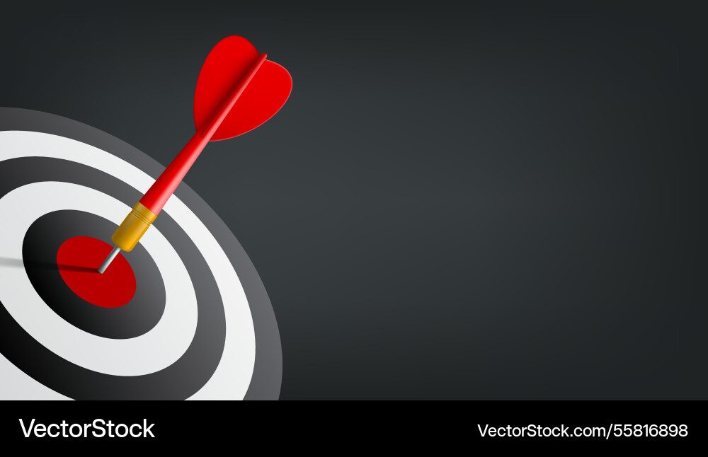 3d red dart hit the dartboard mockup 3d red dart hit the dartboard mockup vector image