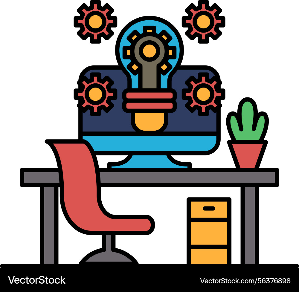 A computer monitor with light bulb A computer monitor with light bulb vector image