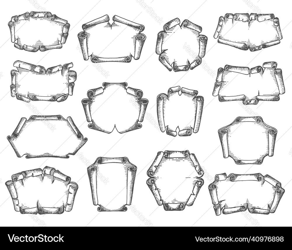 Ancient Scroll Frame Sketch vector image