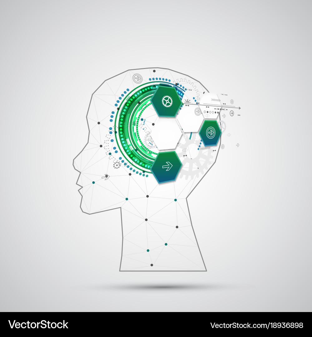 Creative brain concept background with triangular Vector Image