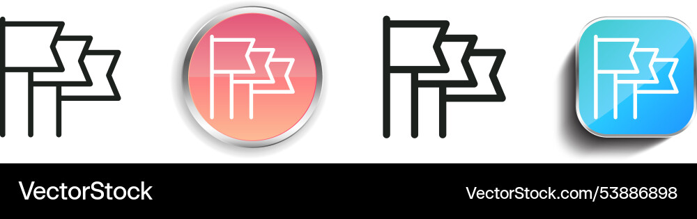 Flaggen Icon dünn linear regelmäßig und Knopf Stil Flaggen Icon dünn linear regelmäßig und Knopf Stil vektorbild