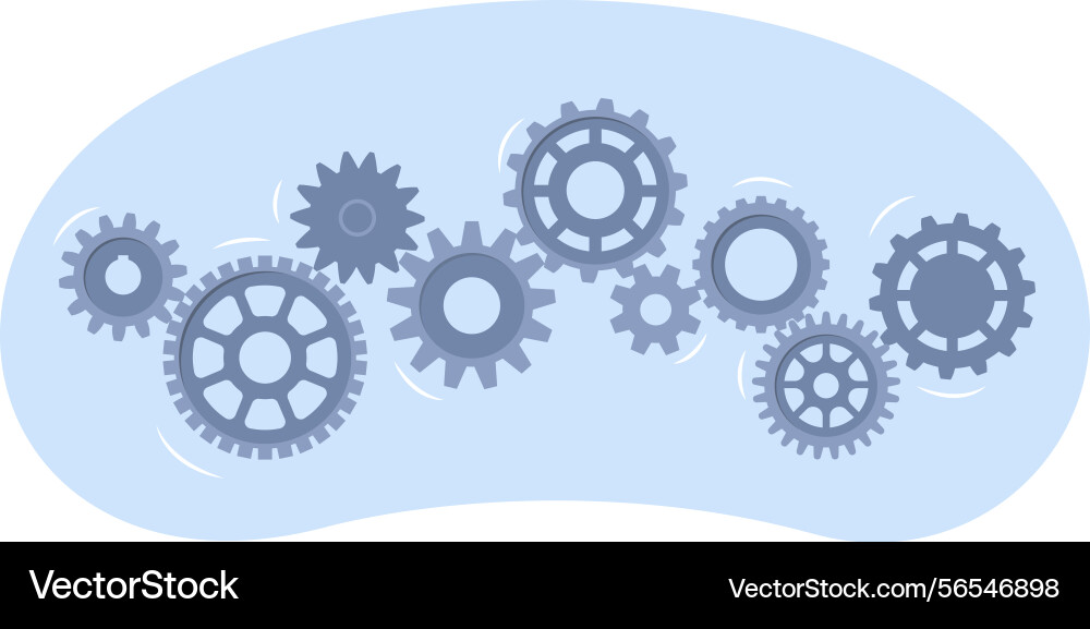 Gears folded into one mechanism smooth operation Gears folded into one mechanism smooth operation vector image