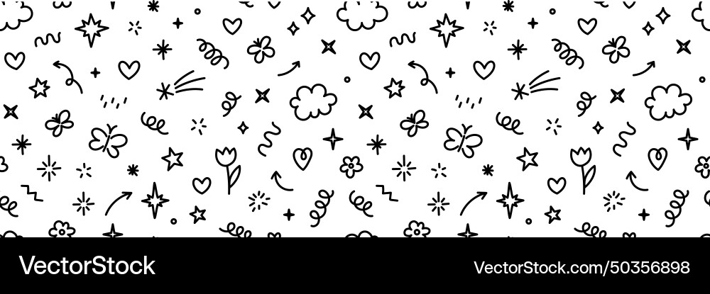 Süße Kind scribble doodle Icons nahtloses Muster Süße Kind scribble doodle Icons nahtloses Muster vektorbild