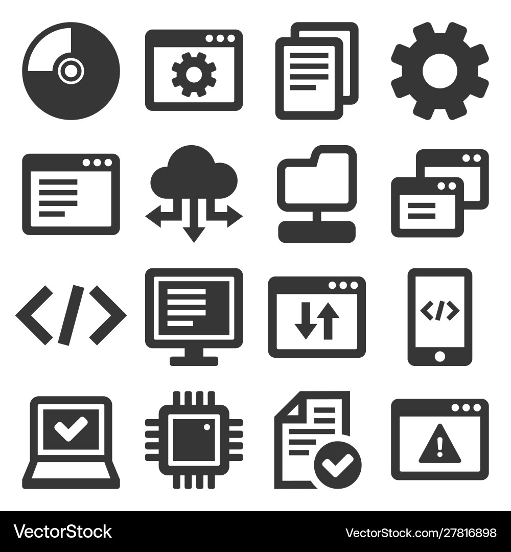 Software & Hardware Icon Set vector image