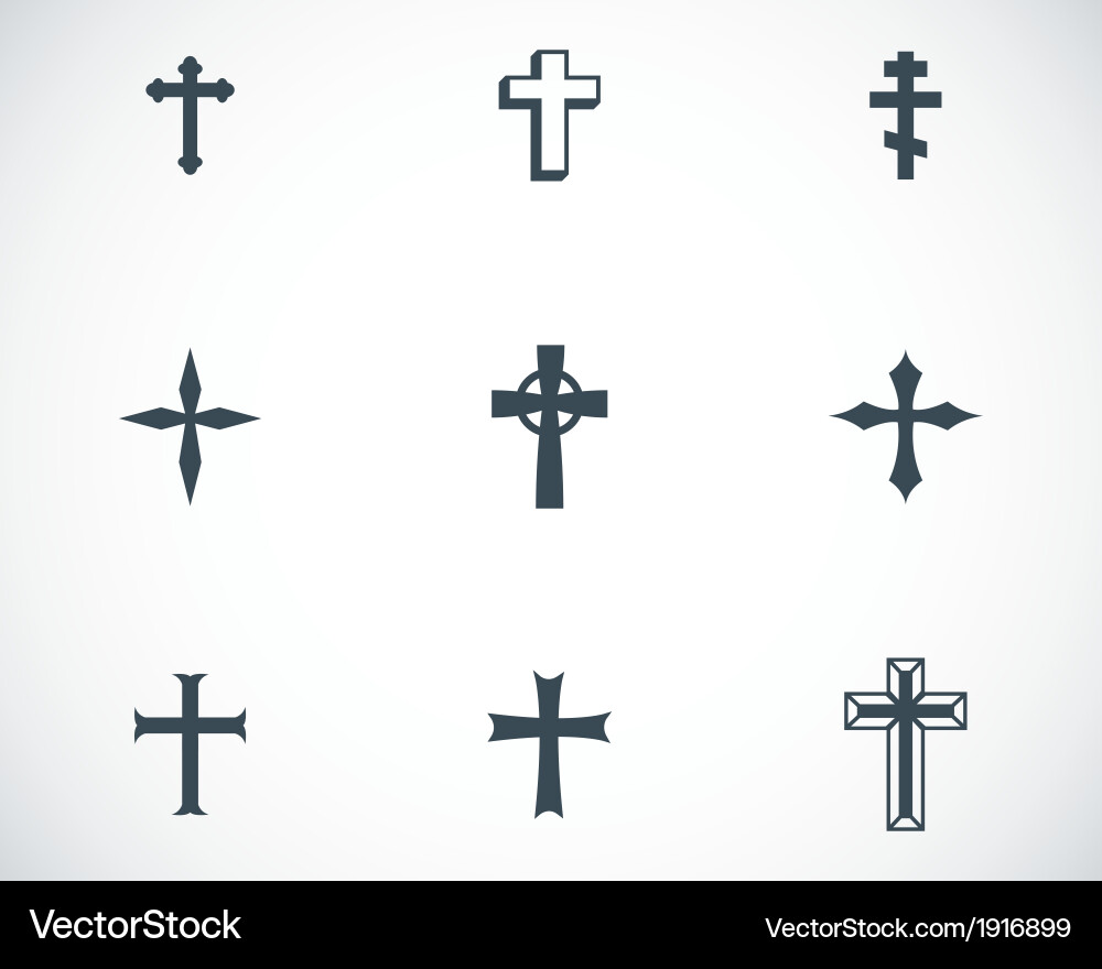 Christian Crosss Icon Set Vektorbild