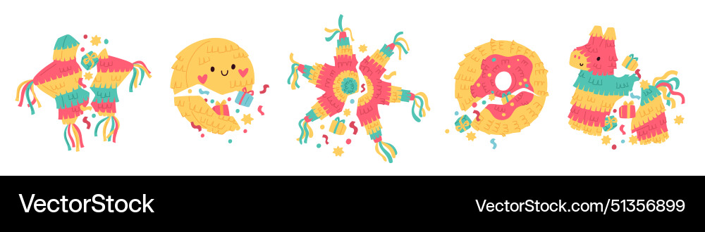 Colorful Broken Pinata Party Vector Image