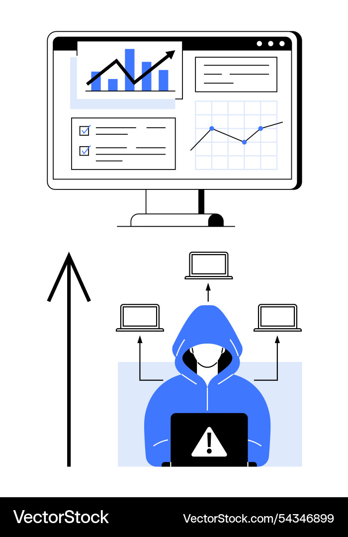 Data security breach with hacker vector image