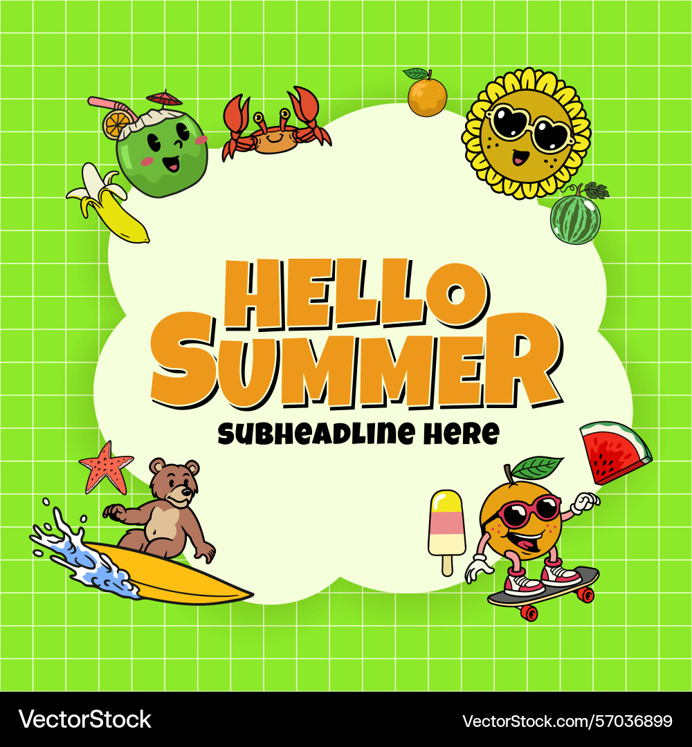 Hello summer background design with copy space vector image