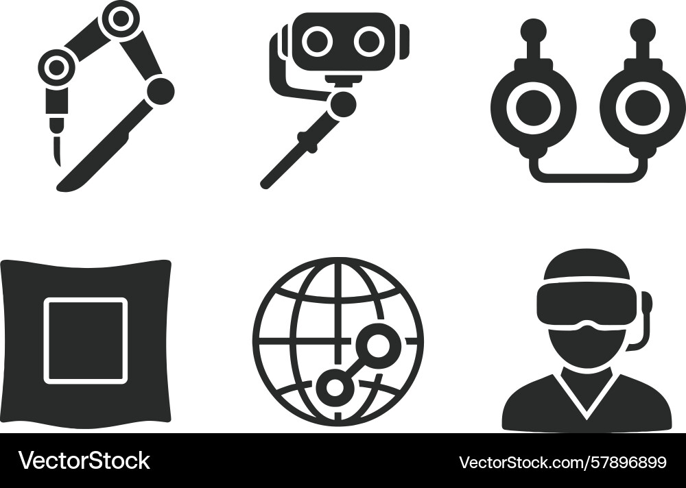 Robotics and virtual reality icons representing vector image